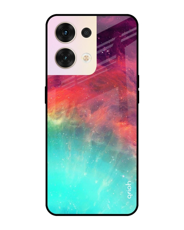 Shop Colorful Aura Printed Premium Glass Cover for Oppo Reno8 5G (Shockproof, Light Weight)-Front