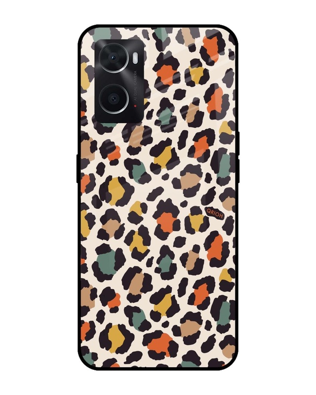 Shop Colorful Leopard Printed Premium Glass Cover for Oppo A36 (Shock Proof, Scratch Resistant)-Front