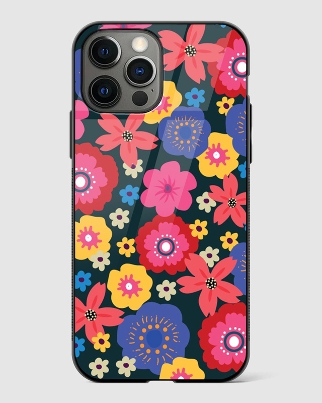 Shop Colorful Spring Bouquet Floral Premium Glass Case for Apple iPhone 14 Pro Max-Front