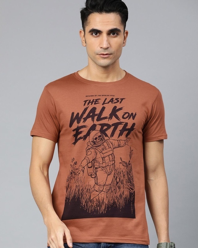 Shop Conditions Apply Brown Graphic T-Shirt-Front