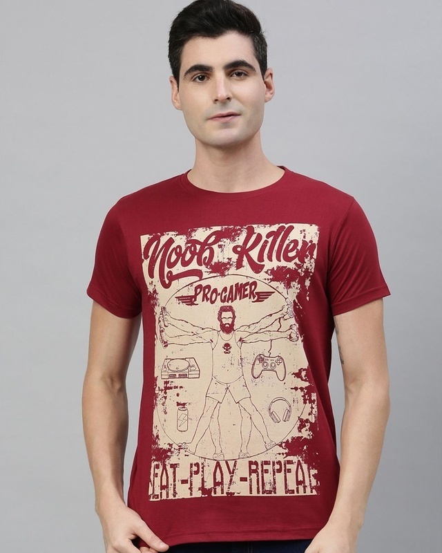 Shop Conditions Apply Maroon Graphic T-Shirt-Front