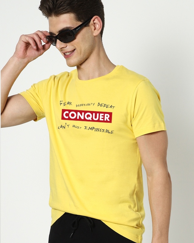 Shop Conquer Strip Men's T-shirt-Front