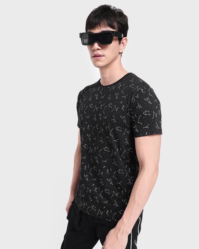 Shop Men's Black All Over Printed T-shirt-Front
