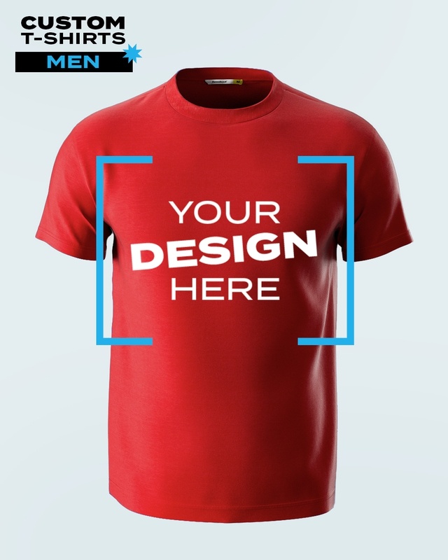 Shop Customizable Men's Red Round Neck T-Shirt-Front