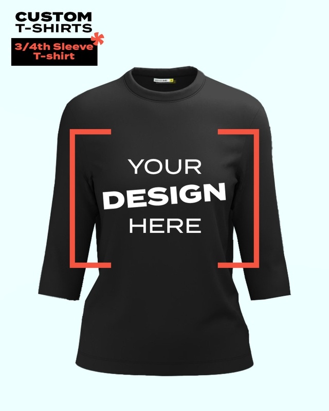 Shop Customizable Women's Black 3/4th Sleeves Tshirt-Front