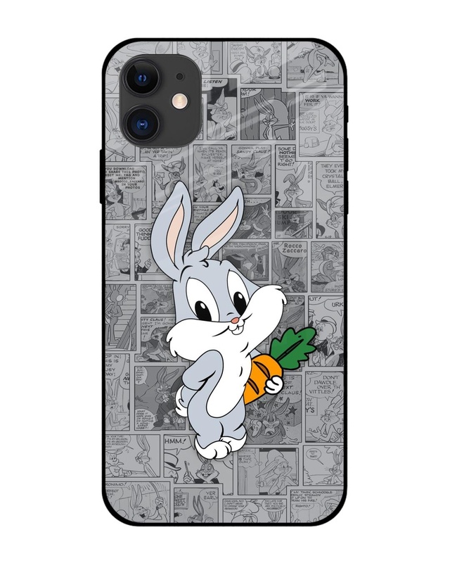 Shop Cute Baby Bunny Premium Glass Case for Apple iPhone 12 Mini (Shock Proof, Scratch Resistant)-Front