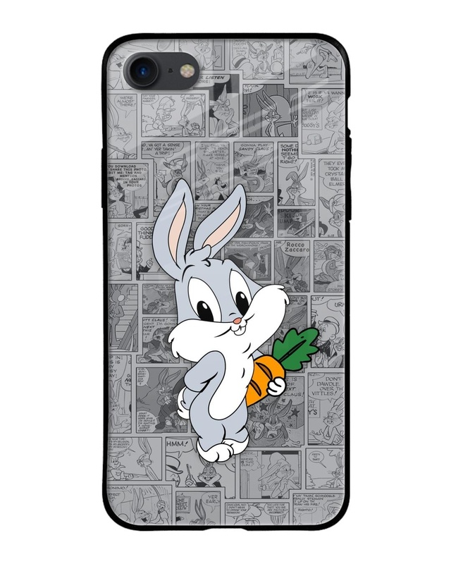 Shop Cute Baby Bunny Premium Glass Case for Apple iPhone SE 2020 (Shock Proof, Scratch Resistant)-Front