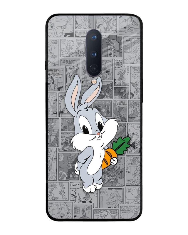 Shop Cute Baby Bunny Premium Glass Case for OnePlus 8 (Shock Proof, Scratch Resistant)-Front