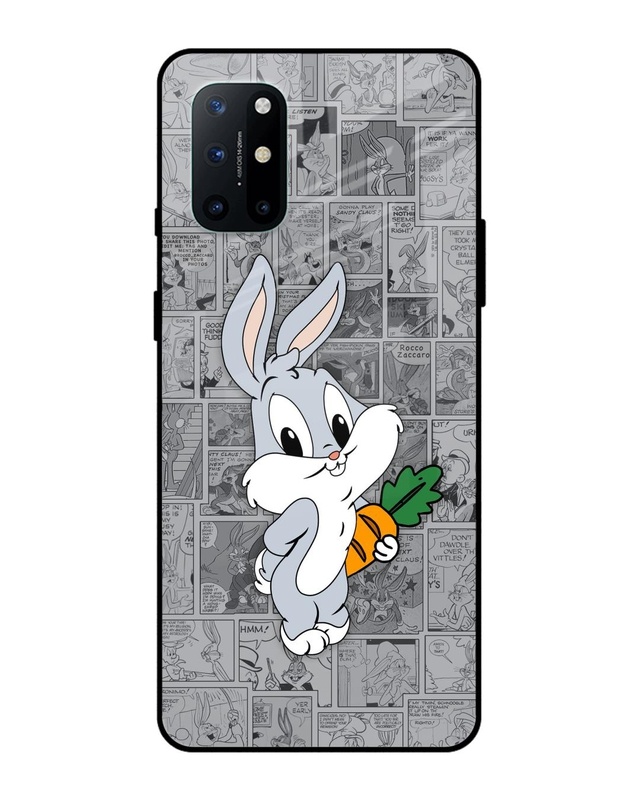 Shop Cute Baby Bunny Premium Glass Case for OnePlus 8T (Shock Proof, Scratch Resistant)-Front