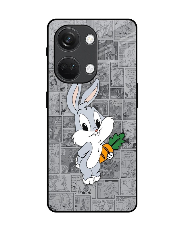 Shop Cute Baby Bunny Premium Glass Case for OnePlus Nord 3 5G (Shock Proof, Scratch Resistant)-Front