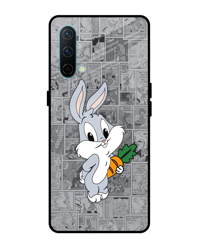 Shop Cute Baby Bunny Premium Glass Case for OnePlus Nord CE 5G (Shock Proof, Scratch Resistant)-Front