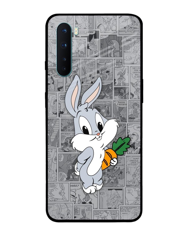 Shop Cute Baby Bunny Premium Glass Case for OnePlus Nord (Shock Proof, Scratch Resistant)-Front