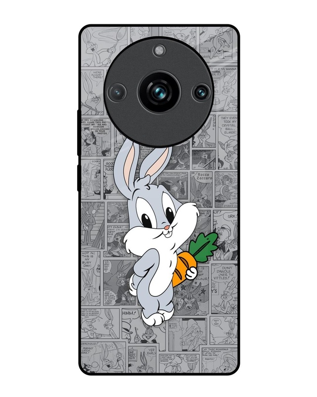 Shop Cute Baby Bunny Premium Glass Case for Realme 11 Pro+ 5G (Shock Proof, Scratch Resistant)-Front