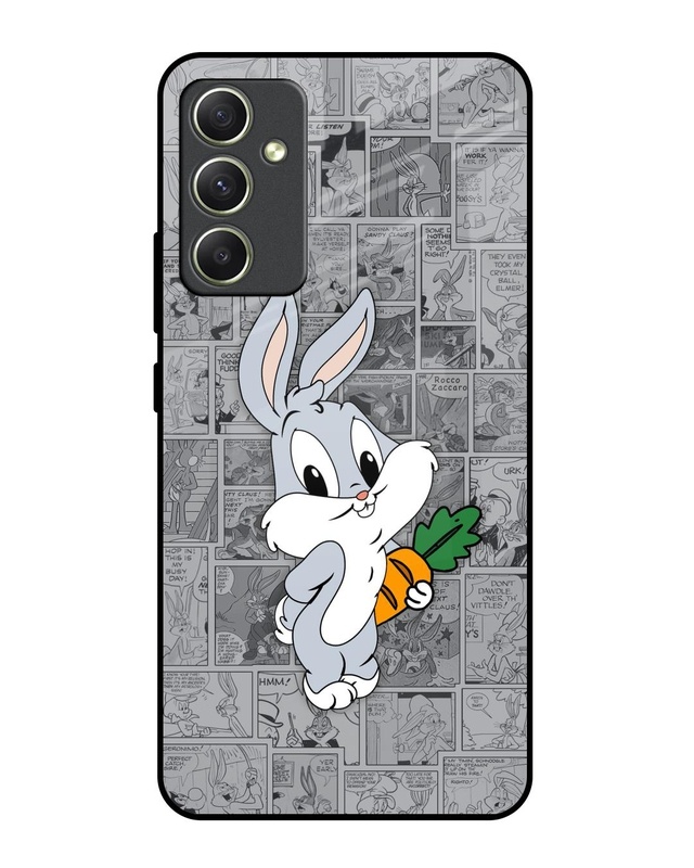 Shop Cute Baby Bunny Premium Glass Case for Samsung Galaxy A34 5G (Shock Proof, Scratch Resistant)-Front