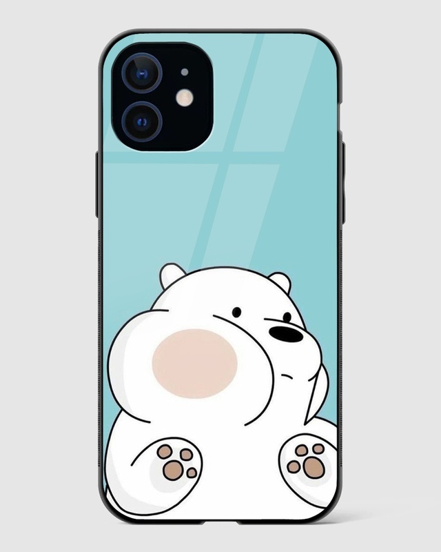 Shop Cute White Bear Premium Glass Case for Apple iPhone 12 Mini-Front