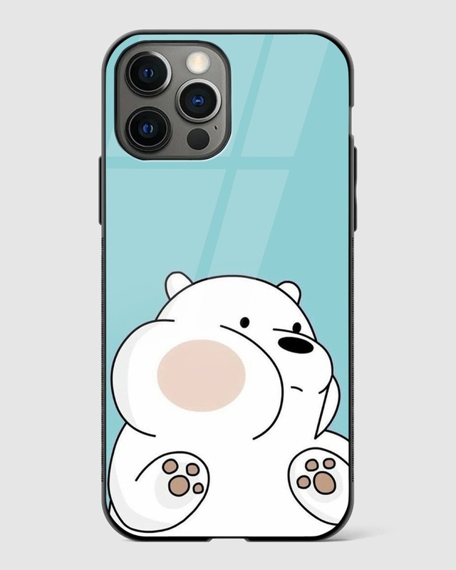 Shop Cute White Bear Premium Glass Case for Apple iPhone 14 Pro-Front