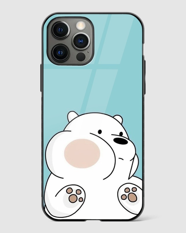 Shop Cute White Bear Premium Glass Case for Apple iPhone 14 Pro Max-Front