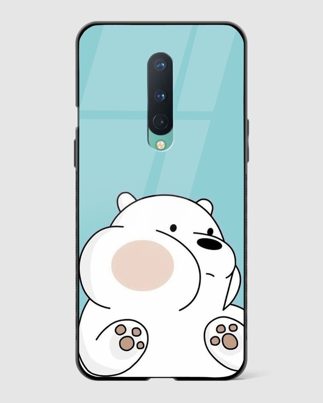 Shop Cute White Bear Premium Glass Case for OnePlus 8-Front