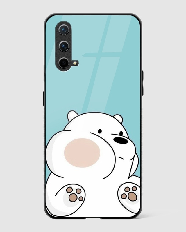 Shop Cute White Bear Premium Glass Case for OnePlus Nord CE 5G-Front
