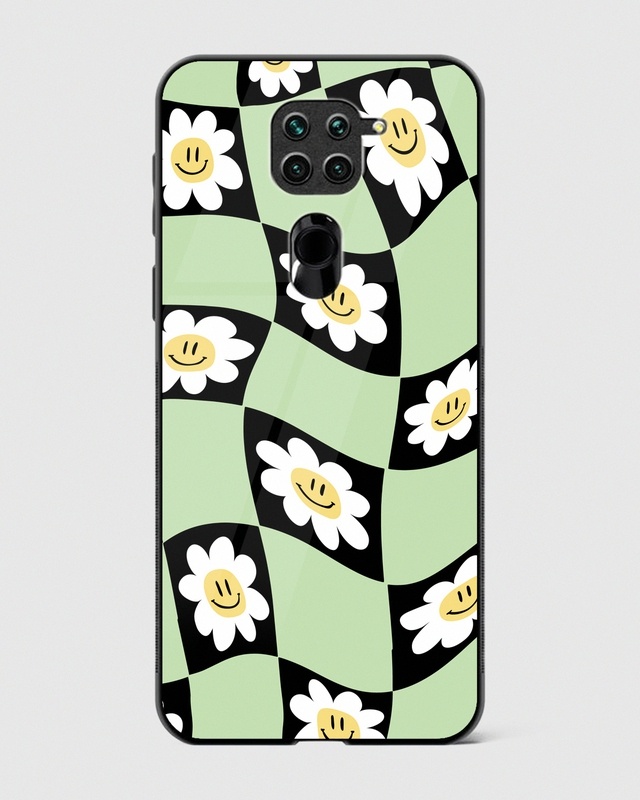 Daisy Black & Green Checkered Premium Glass Case for Xiaomi Redmi Note 9
