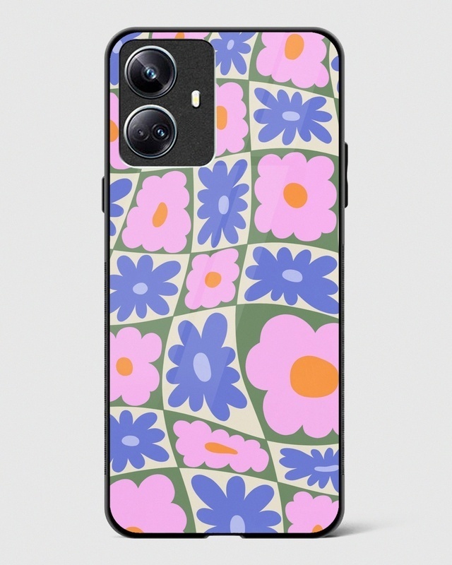 Shop Daisy Swirl Floral Premium Glass Case for Realme 10 Pro Plus 5G-Front