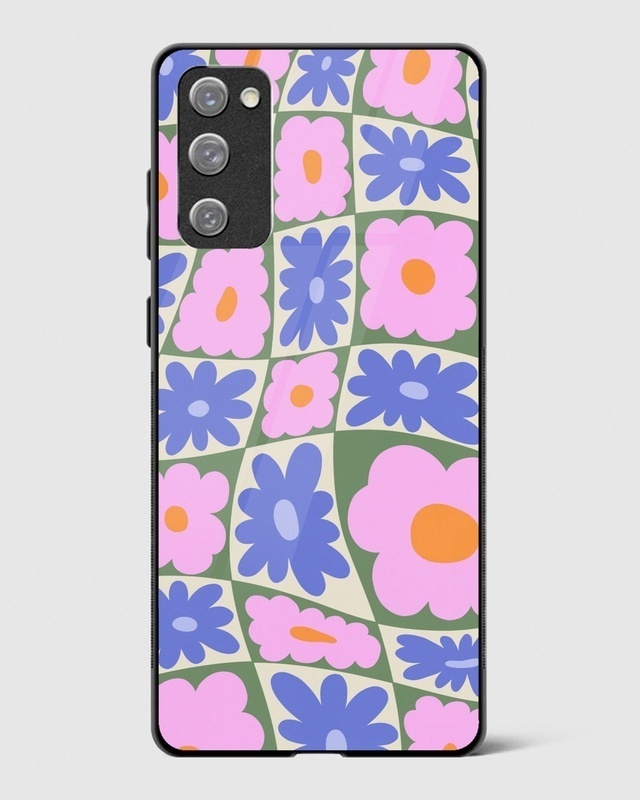 Shop Daisy Swirl Floral Premium Glass Case for Samsung Galaxy S20 FE-Front