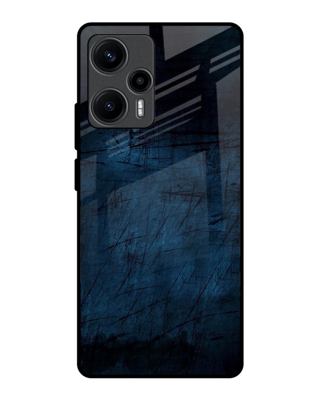 Shop Dark Blue Grunge Premium Glass Case for Poco F5 5G (Shock Proof, Scratch Resistant)-Front