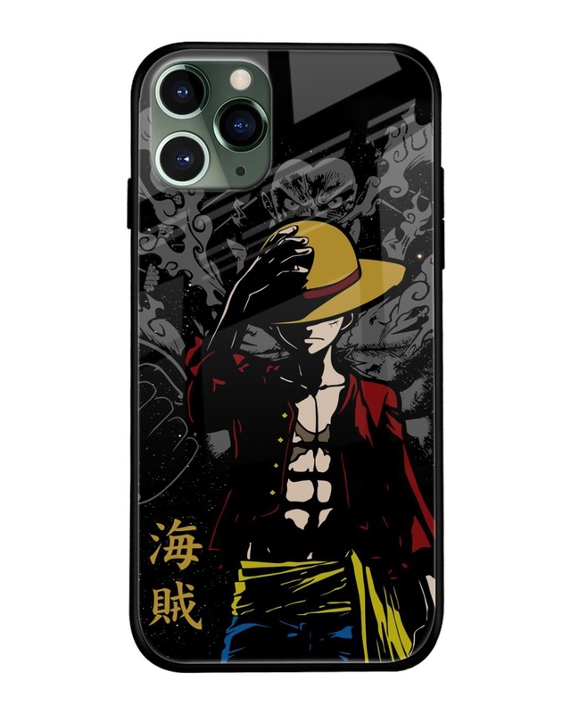 Shop Dark Luffy Premium Glass Case for iPhone 11 Pro (Shock Proof, Scratch Resistant)-Front