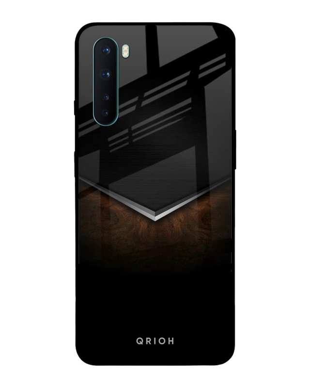 Shop Dark Walnut Premium Glass Case for OnePlus Nord (Shock Proof, Scratch Resistant)-Front