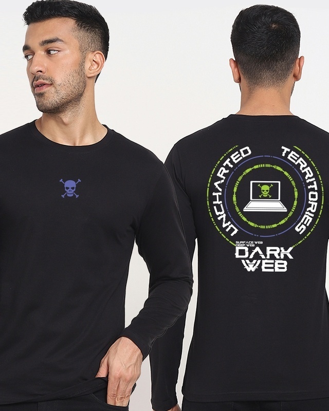 Shop Men's Black Dark Web Graphic Printed T-shirt-Front