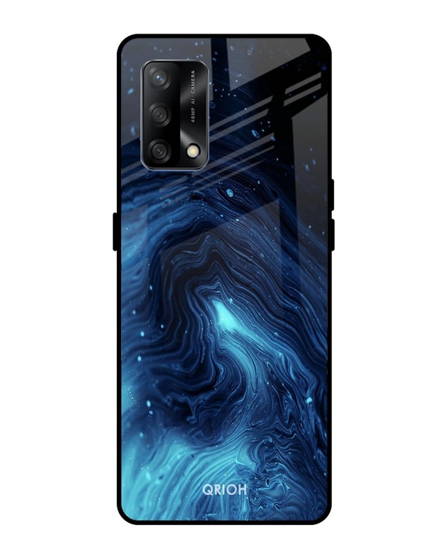 Shop Dazzling Ocean Printed Premium Glass Cover For Oppo F19 (Impact Resistant, Matte Finish)-Front