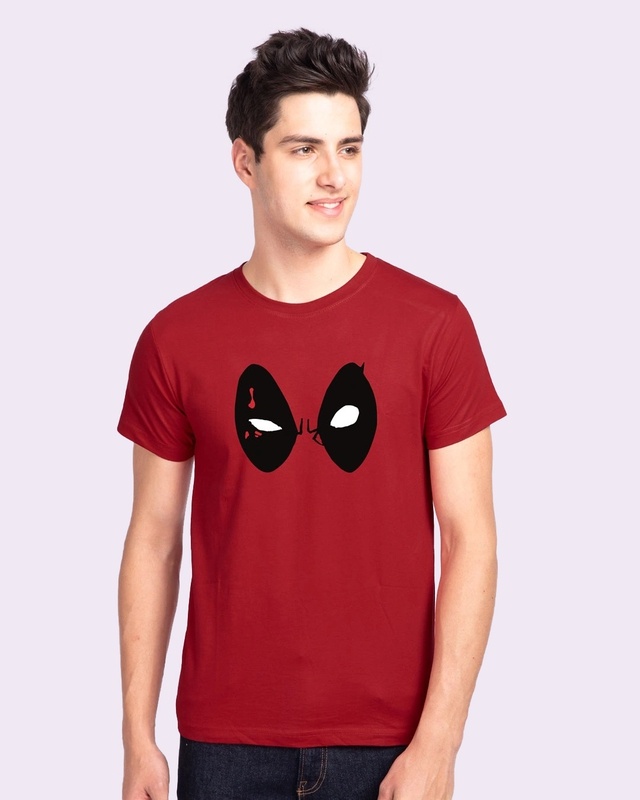 Shop Deadpool Eyes Half Sleeve T-Shirt (DPL)-Front