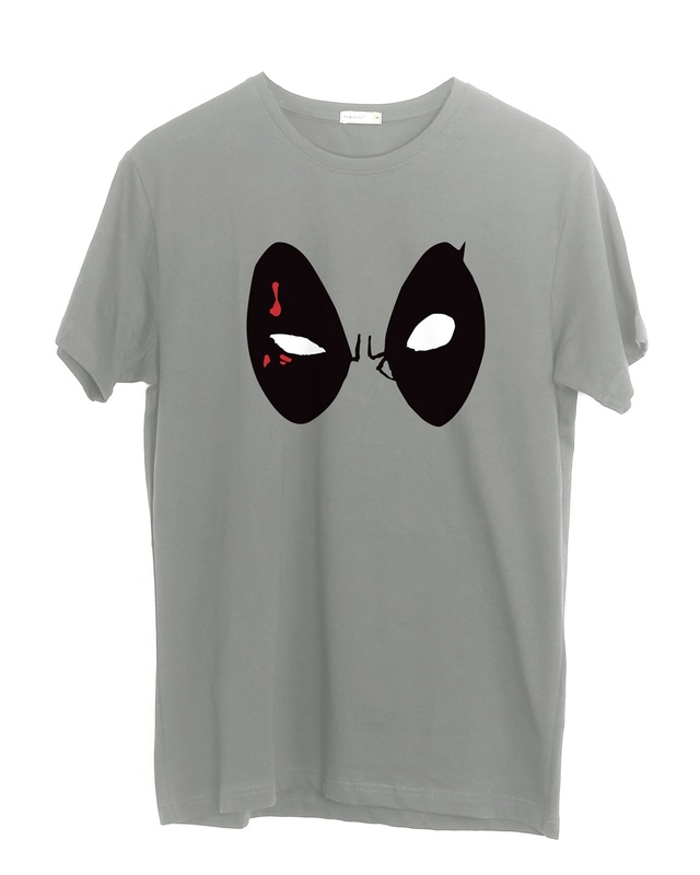 Shop Men's Grey Deadpool Eyes Graphic Printed T-shirt-Front