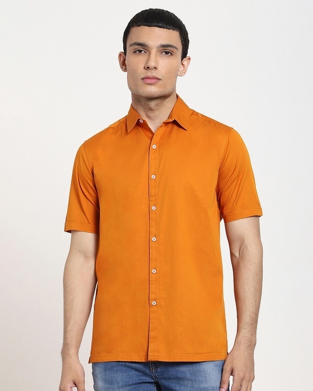 Shop Desert Sun Half Sleeve Solid Shirt-Front