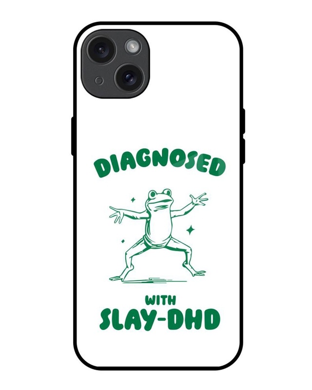 Shop Diagnosed With Slay-DHD Premium Glass Cover for Apple iPhone 15 Plus-Front