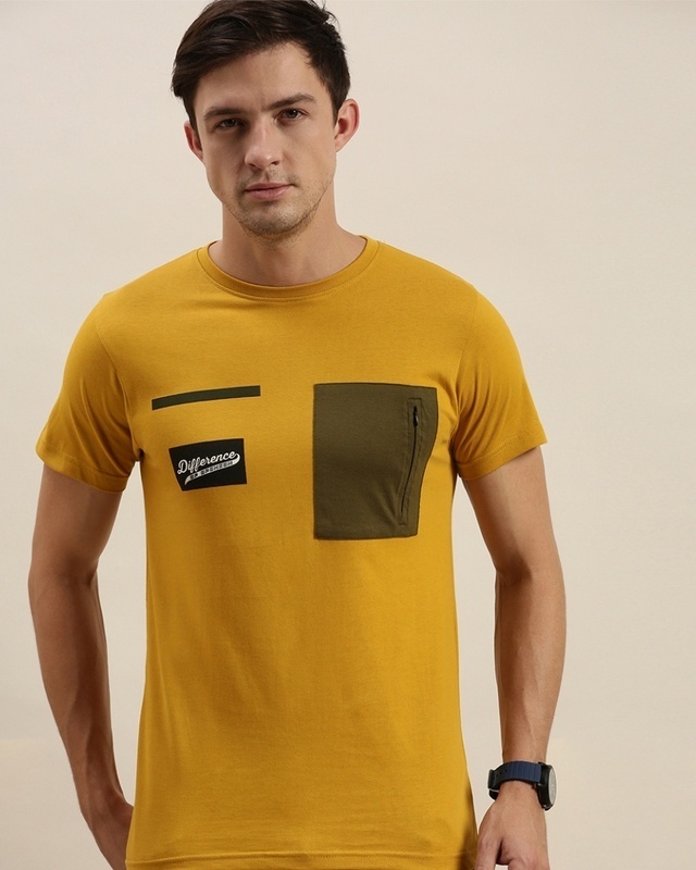 Shop Difference of Opinion Yellow Graphic Print T-Shirts-Front