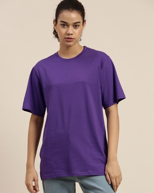 Shop Dillinger Women's Violet Oversized Fit T-shirt-Front