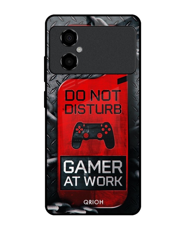 Shop Do Not Disturb Typography Premium Glass Case for Poco M4 5G (Shock Proof,Scratch Resistant)-Front