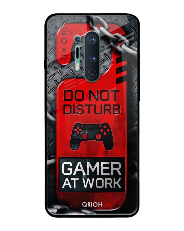 Shop Do Not Disturb Typography Premium Glass Cover For OnePlus 8 Pro (Impact Resistant, Matte Finish)-Front