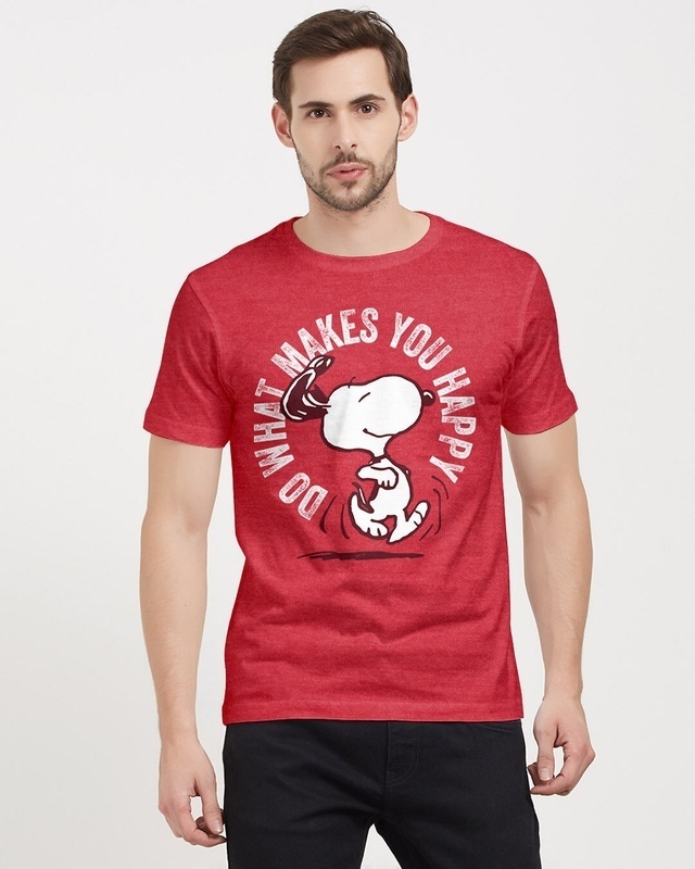 Shop Do What Makes You Happy Official Peanuts Half Sleeves Cotton T-shirt-Front