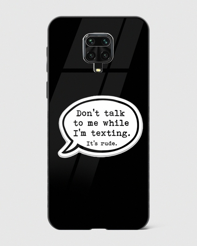 Shop Don't Talk While I'm Texting Premium Glass Case for Xiaomi Redmi Note 9 Pro-Front
