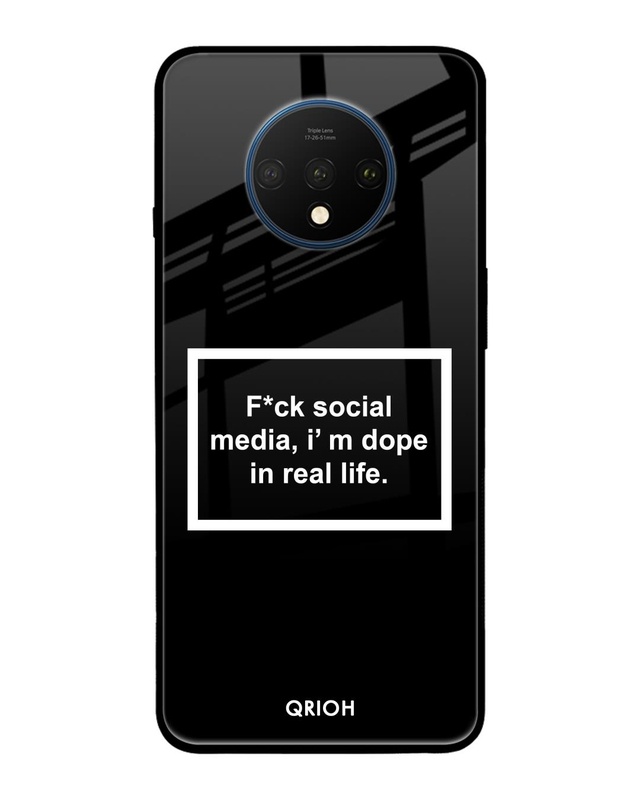Shop Dope In Life Typography Premium Glass Cover For OnePlus 7T (Impact Resistant, Matte Finish)-Front