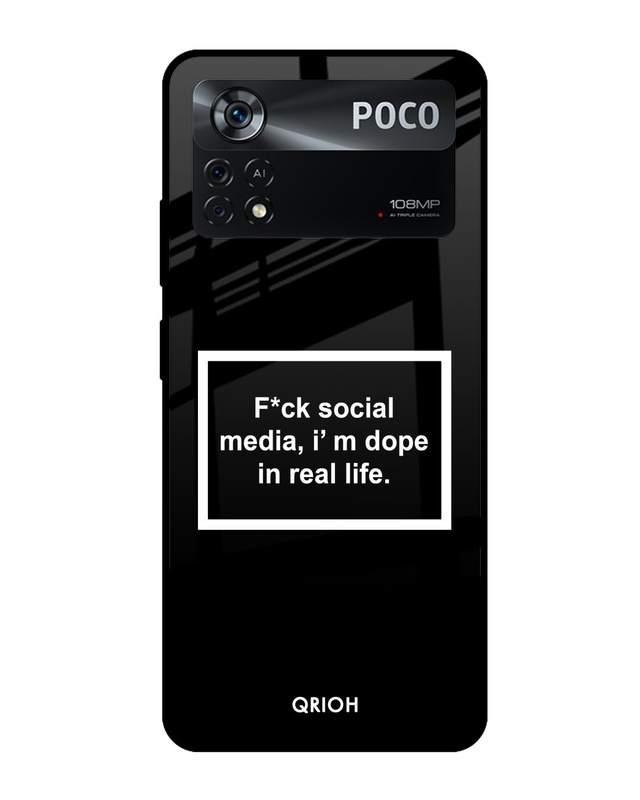 Shop Dope In Life Typography Premium Glass Cover for Poco X4 Pro 5G (Shock Proof, Scratch Resistant)-Front