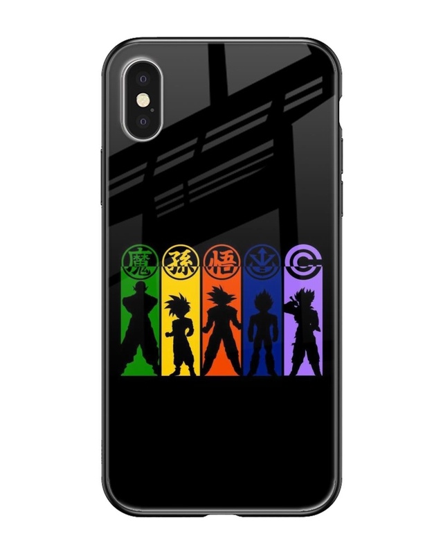 Shop Dragon Ball Z Silhouettes Premium Glass Case for Apple iPhone XS (Shock Proof,Scratch Resistant)-Front