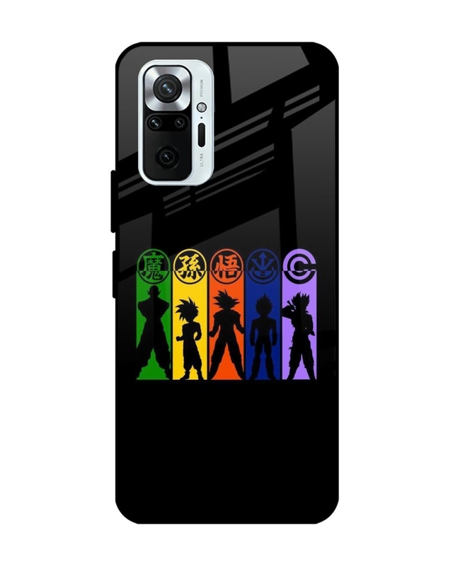 Shop Dragon Ball Z Silhouettes Premium Glass Case for Redmi Note 10 Pro (Shock Proof,Scratch Resistant)-Front