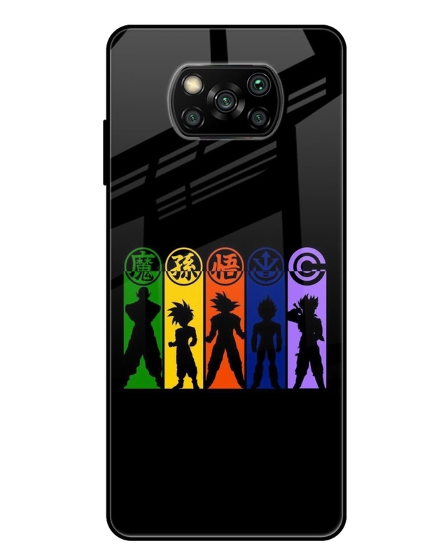 Shop Dragon Ball Z Silhouettes Premium Glass Case for Xiaomi Poco x3 (Shock Proof, Scratch Resistant)-Front
