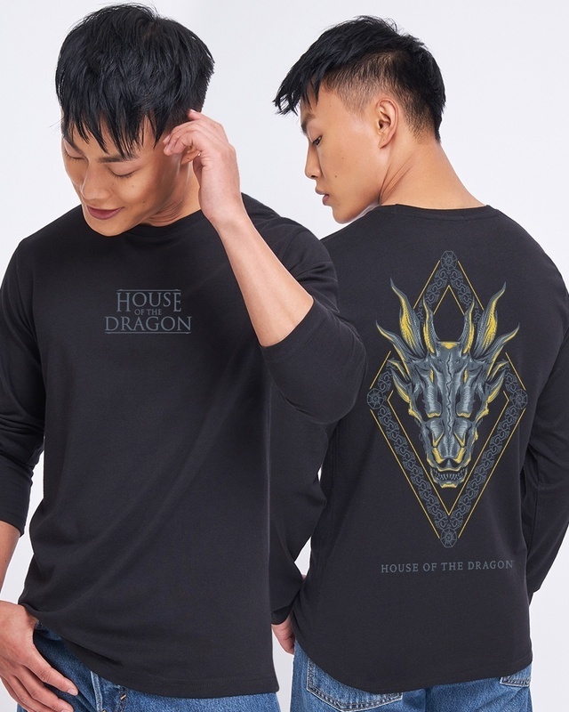 Shop Men's Black House Of The Dragon Blood Graphic Printed T-shirt-Front