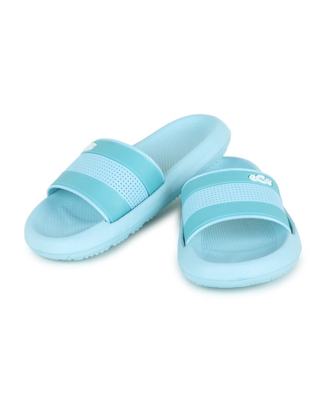 Shop Ego Shoes Women Blue Colorblock Synthetic Sliders-Front