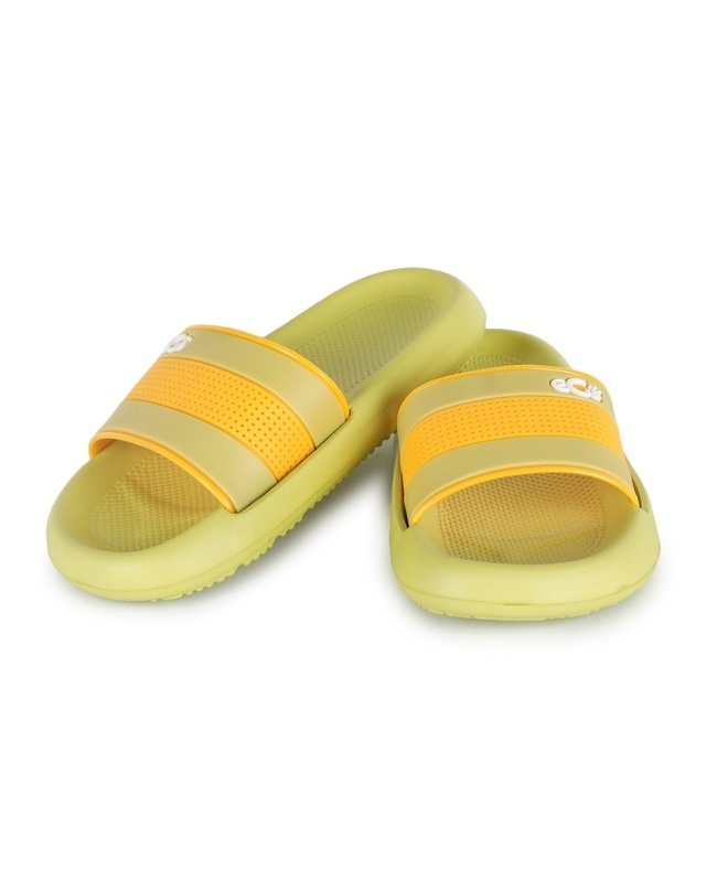 Shop Ego Shoes Women Yellow Colorblock Synthetic Sliders-Front