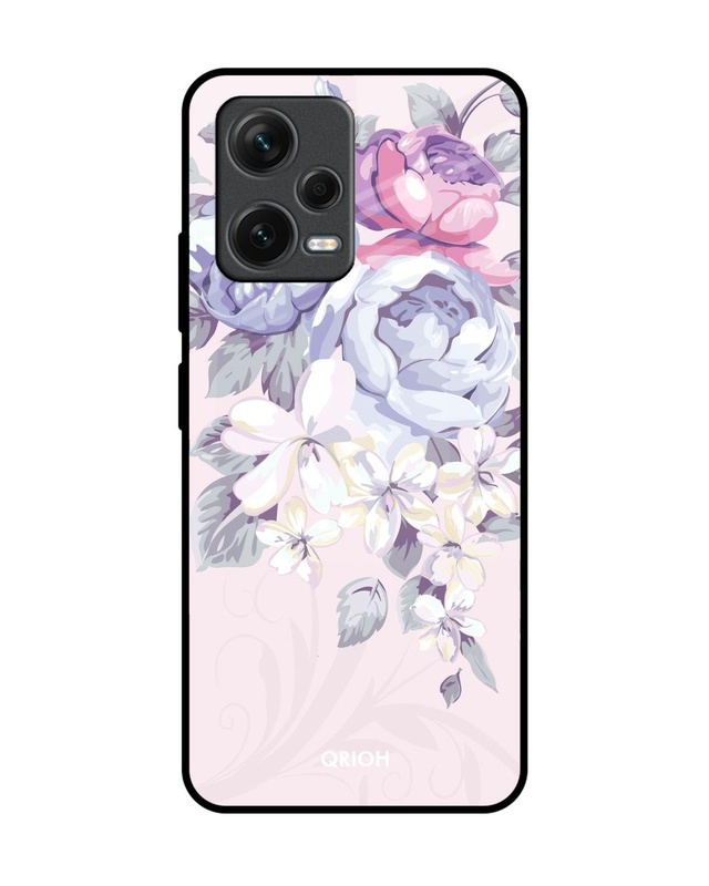 Shop Elegant Floral Premium Glass Case for Redmi Note 12 5G (Shock Proof, Scratch Resistant)-Front